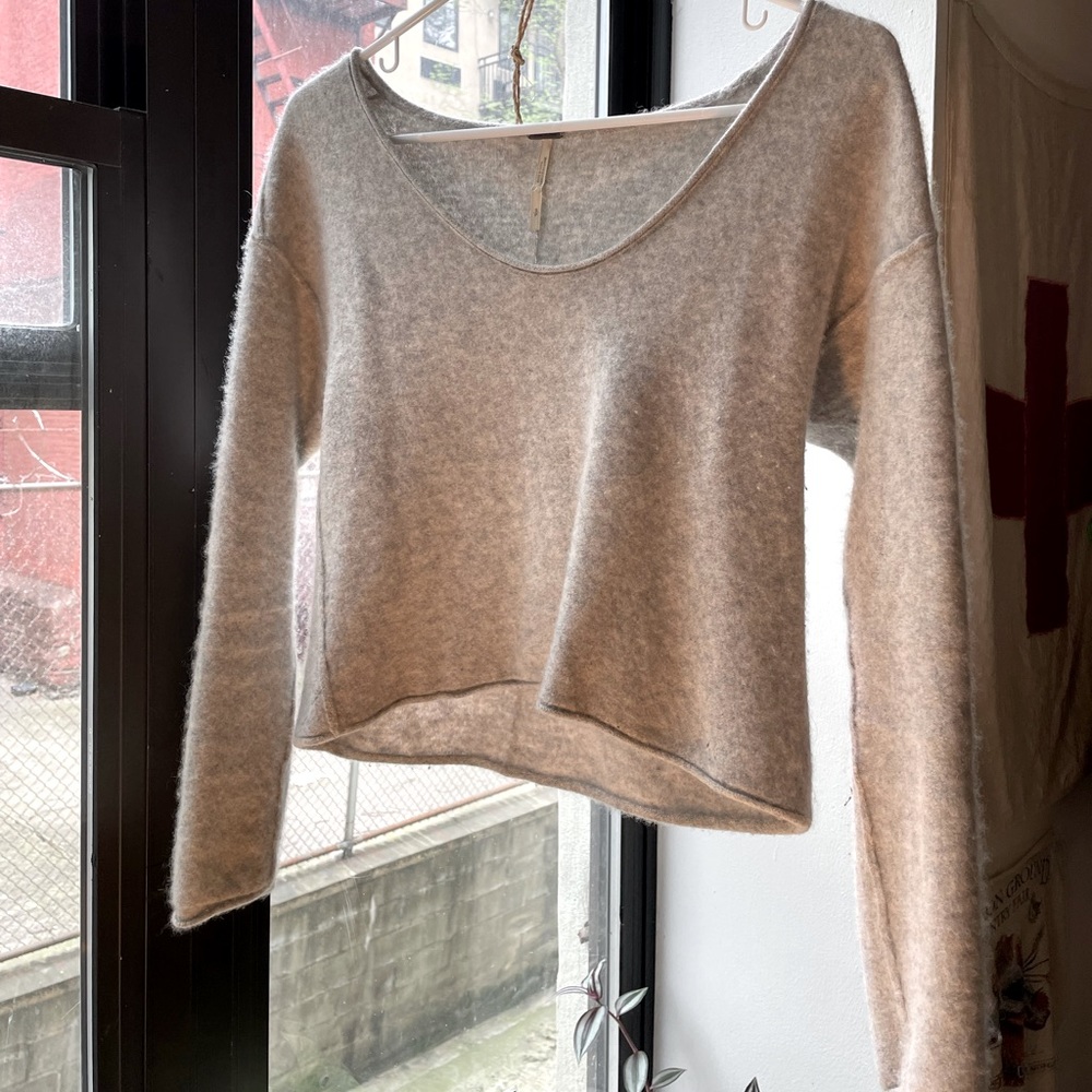 Free People Cashmere Crop Scoop Neck Sweater